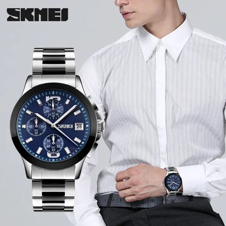 SKMEI 9126 Hot Sales Men Watches Stainless Steel men Quartz sport wristwatch Relogio Masculino