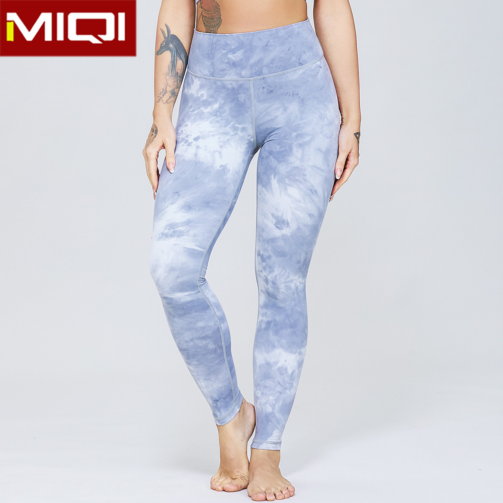 private label four way stretch high waisted workout gym fitness leggings breathable tie dye yoga leggings for women