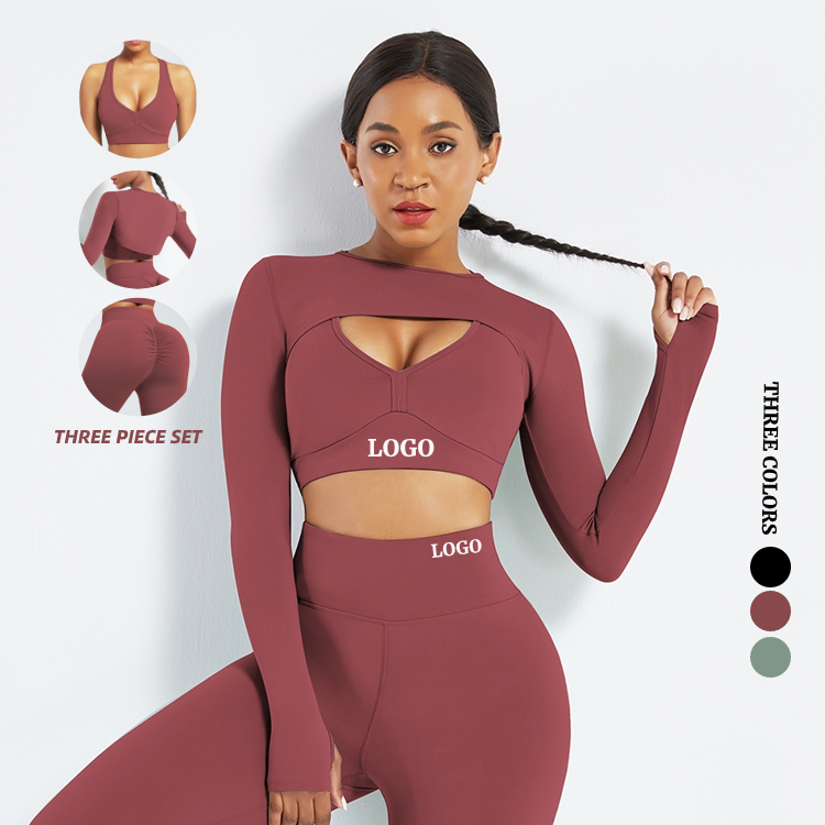 Custom Logo Plain 2021 Scrunch Butt Yoga Fitness Set Women Gym Crop Top Workout Sets