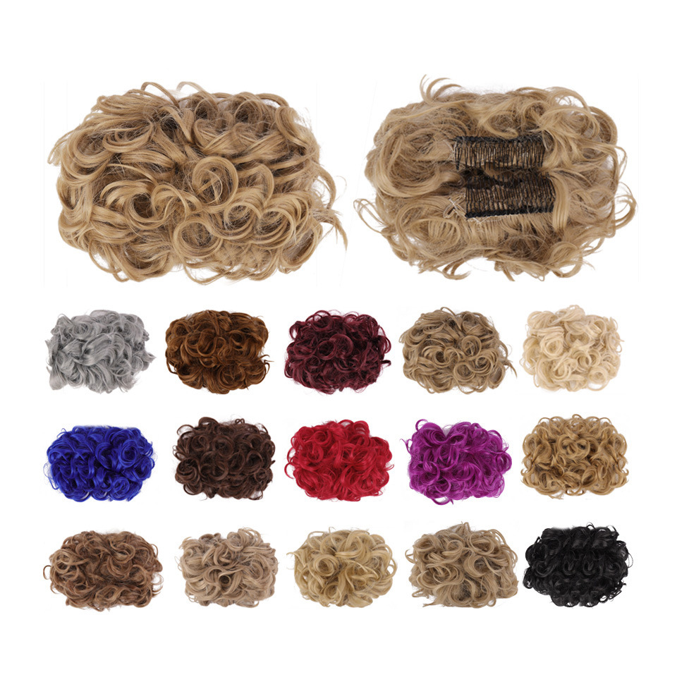 8inch Short Afro Puff Synthetic Hair Bun Chignon Hairpiece For Women Drawstring Ponytail Kinky Curly Updo Clip Hair Extensions