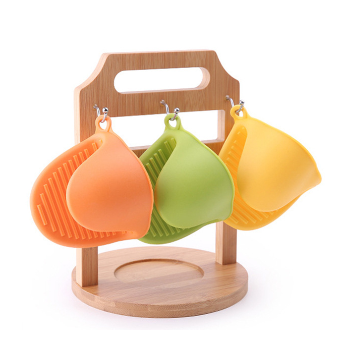 Silicone Pot Holder Oven Mitts Gloves Finger Protector