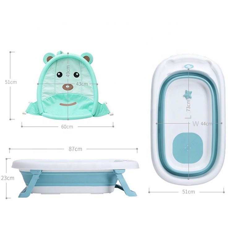 Mini Plastic Portable Foldable Baby Bathtub With Bear Net