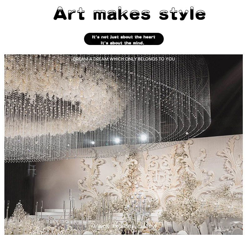 Luxury Wedding Ceiling Decorative Curtains, Hanging Crystal Acrylic Beaded Ceiling Curtains for Wedding Event Decorations