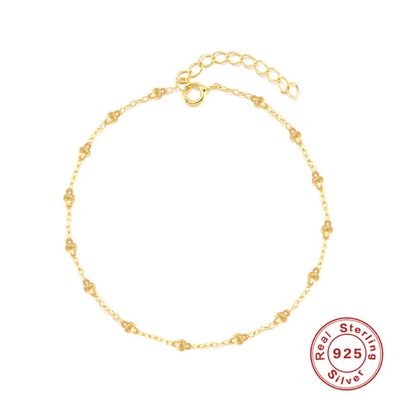 S925 sterling silver round bead gold bracelet 7BEADS hot fashion papular simple creative jewelry bracelet for girls women