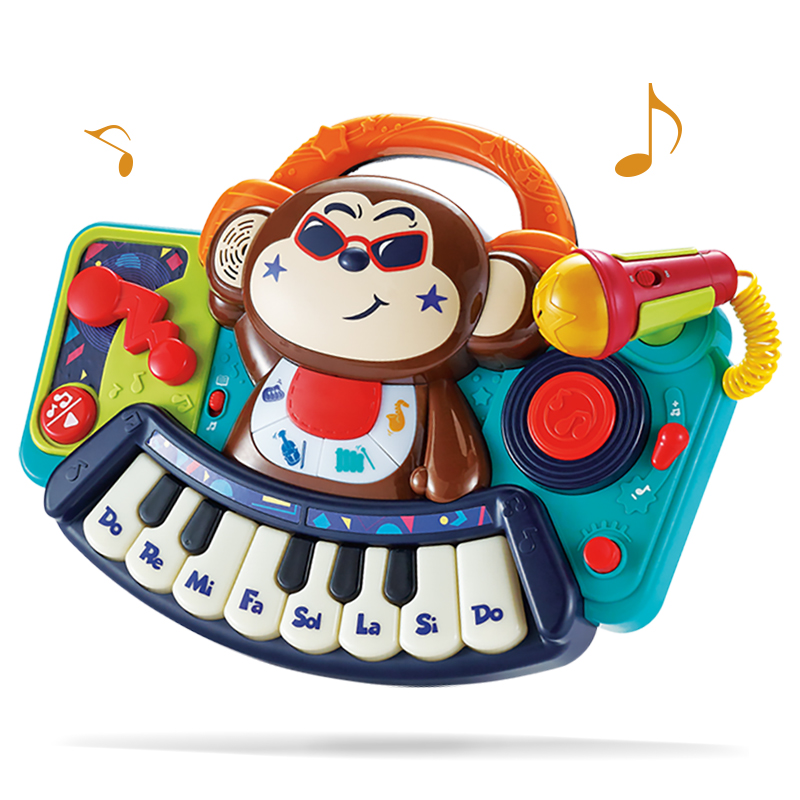 Клавиатура для пианино DJ обезьяна, детские игрушки, пластиковое пианино, музыкальное детское пианино с музыкой и микрофоном