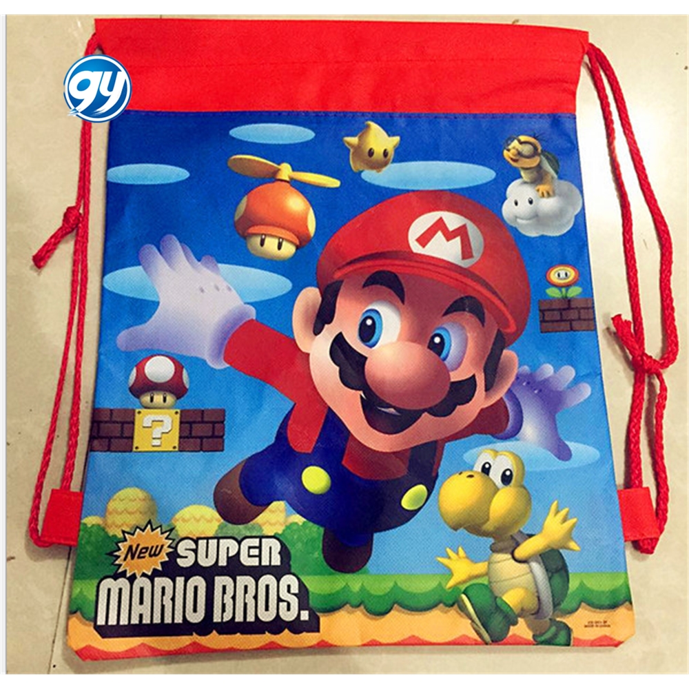 Новые Мультяшные подарки на день рождения в стиле Super Mario Bros, сумки из нетканого материала на завязках, детские школьные рюкзаки для плавания