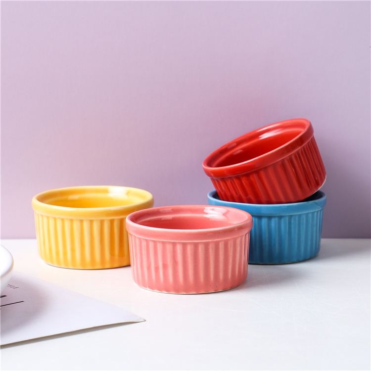 Colorful Ceramic Baking Dishes - Microwave & Dishwasher Safe New Porcelain Ramekin Set for Commercial Baking