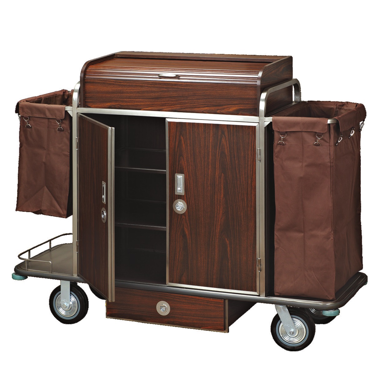 Outdoor Hotel cleaning cart service linen trolley levessi used housekeeping cart Serving Trolleys