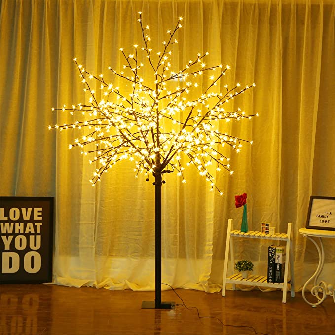Amazon 6.5ft, теплое белое освещение, украшение вишневого дерева Lightshare, светодиодная Цветущая Рождественская елка, оптовая продажа