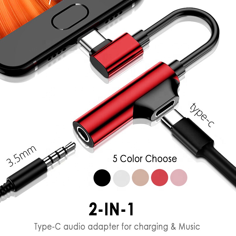 2 In 1 Type C To 3.5mm AUX Headphone Jack Adapter Cable For Charging Earphone Audio Converter For Samsung Xiaomi Huawei