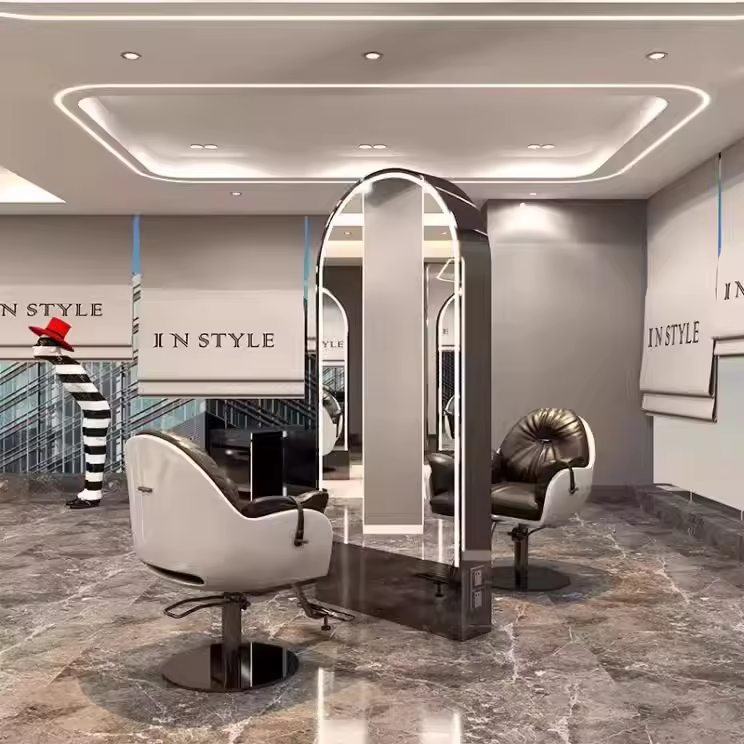 High Quality Luxury LED Mirror Hair Salon Styling Station Modern Design Beauty Salon Furniture for Barber & Barber Shop