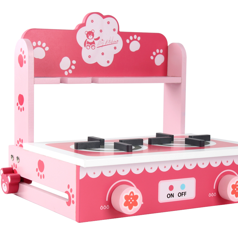 New wooden pink small kitchen gas stove girls and children play toys kitchen toys furniture toys