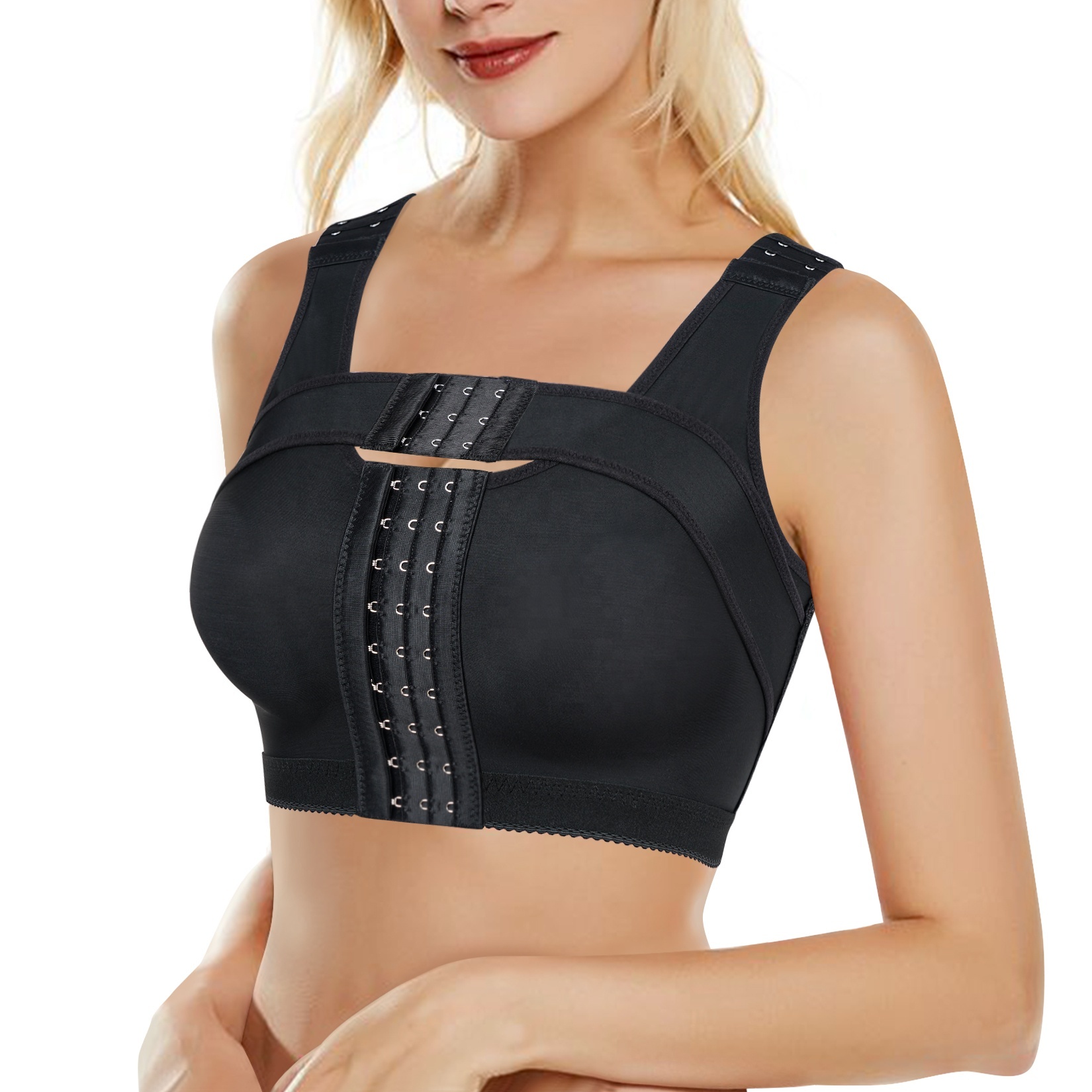 2021 New Wide Breast Support Band Posture Corrector Front Closure Post-Surgery Recovery Bra