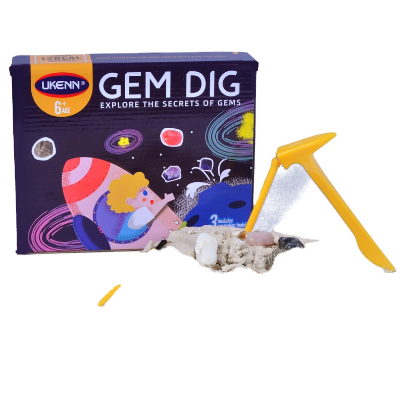 Real Gemstones Rock Collection Science Excavation Tools Storage Bag Archeology Science Gift Gem Dig Kit for Kids