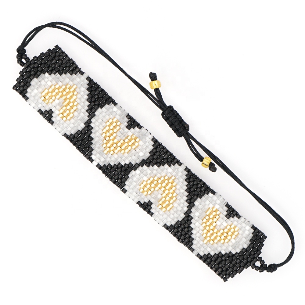YJ-MS759 trendy bohemian heart design fashion handwork seed bead bracelet wholesale handmade beaded adjustable jewelry bracelets