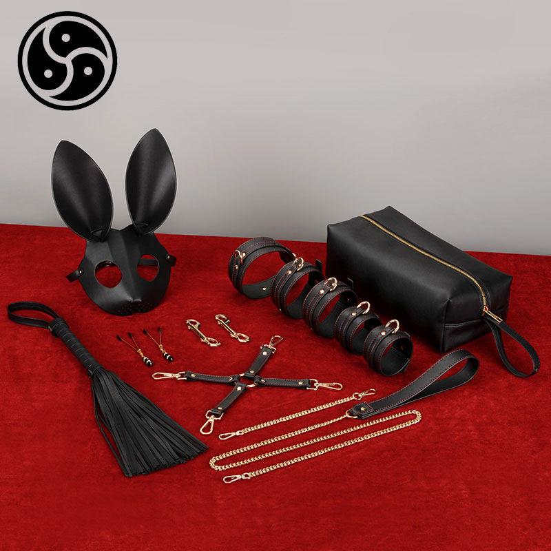 Bdsm Kits And Set With Bunny Hood Luxury Bag Pu Leather Bondage Flogger Handcuffs For Sex Slave Sex Toy Esposas Bondage-Sex-Toys