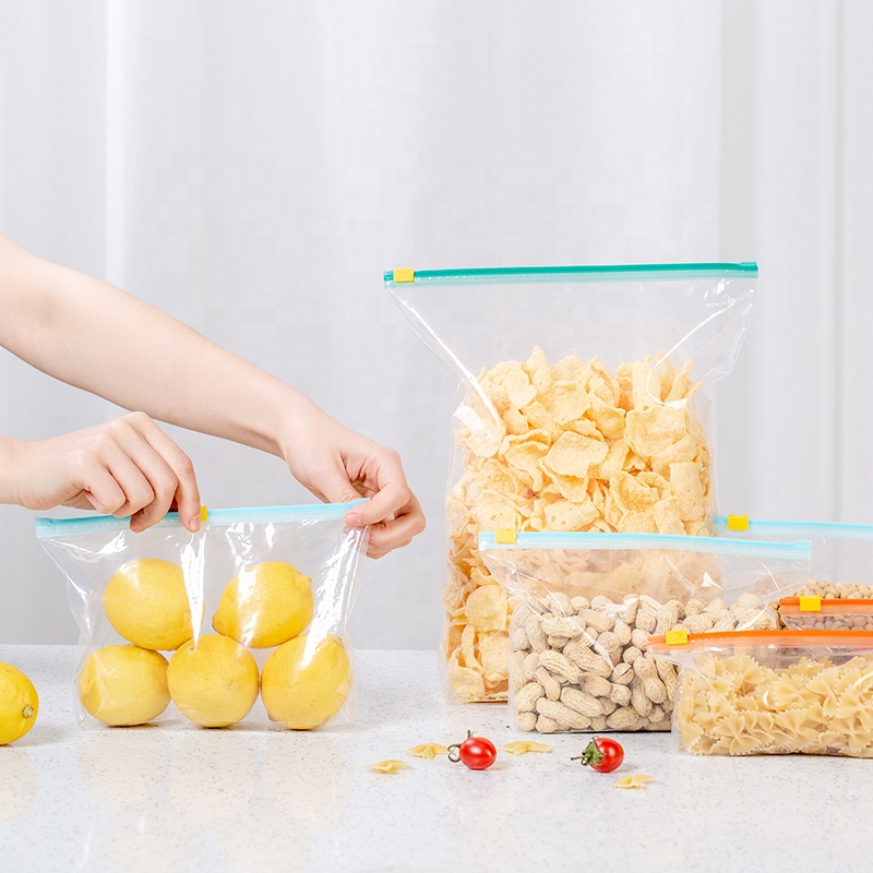 Пластиковые пакеты с индивидуальным принтом для упаковки пищевых продуктов, Многоразовые Пакеты с застежкой-молнией для хранения в холодильнике и морозилке