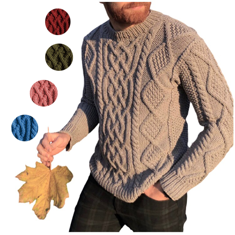 Hot selling crewneck custom men sweater solid warm winter clothes for men sweater plus size handsome casual men sweater pullover