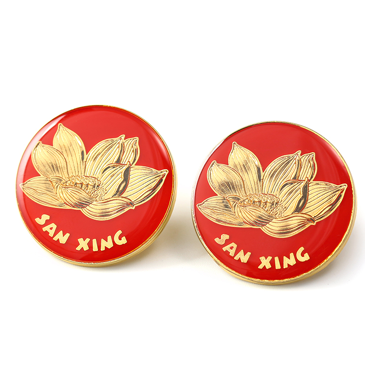 free Design China Manufacturers gold flower pins custom logo