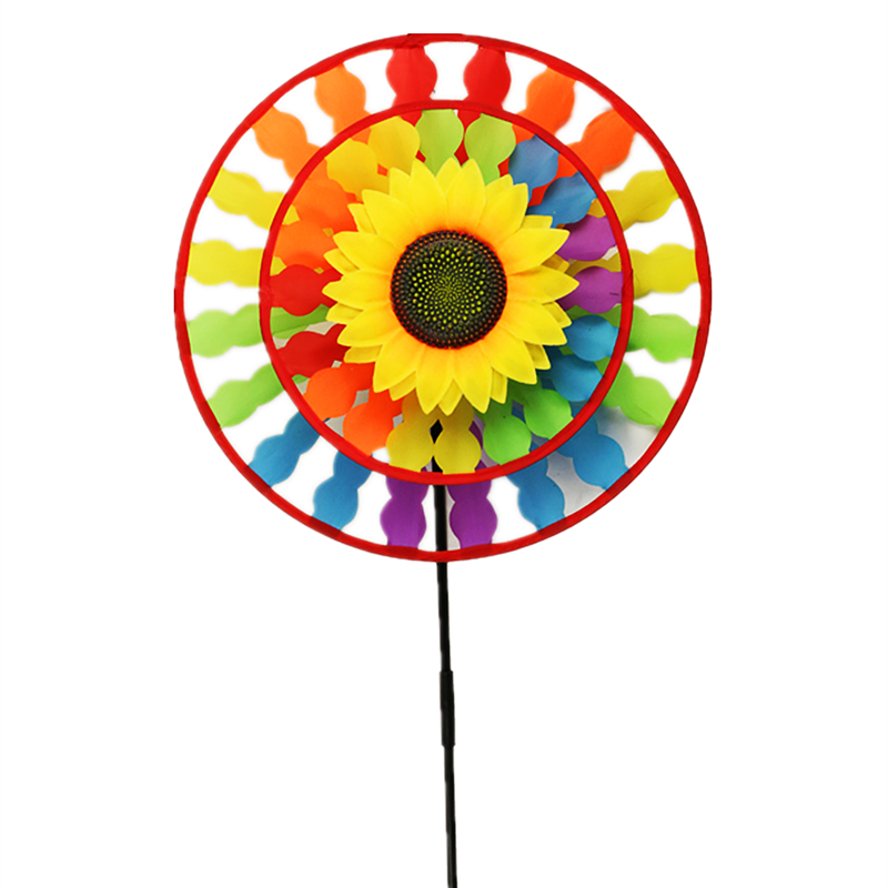 Colorful sun disc windmill, a round windmill with colorful flowers, children's toy garden Park Zoo decorated windmill