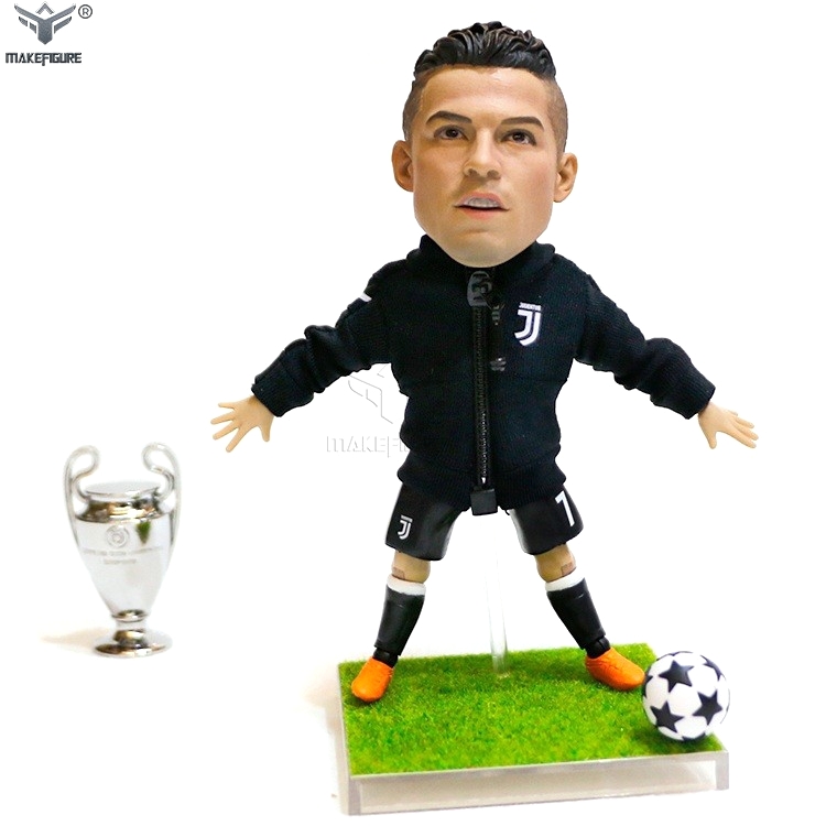 15cm lifelike football player action figure toy with cloth, custom made realistic action figure, Messi & C Ronaldo action figure