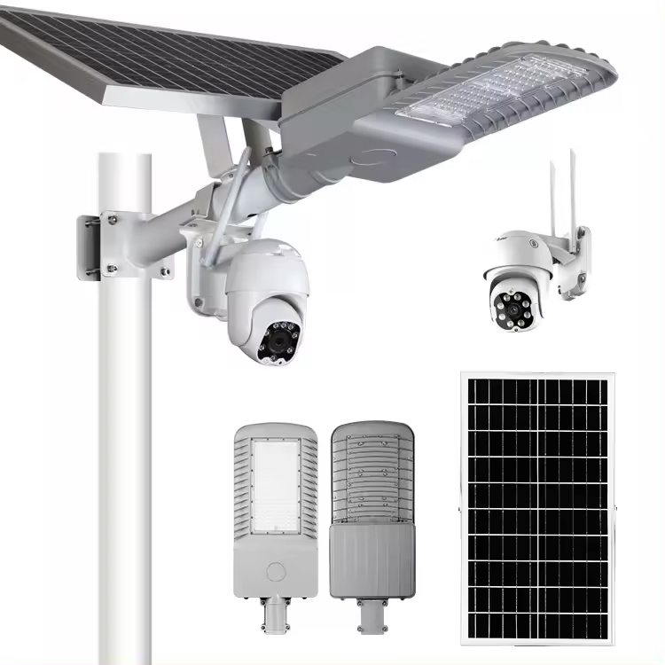 New Product Ip65 Waterproof 30w 60w 4g Cctv Outdoor Solar Wifi Camera With Solar Led Street Light