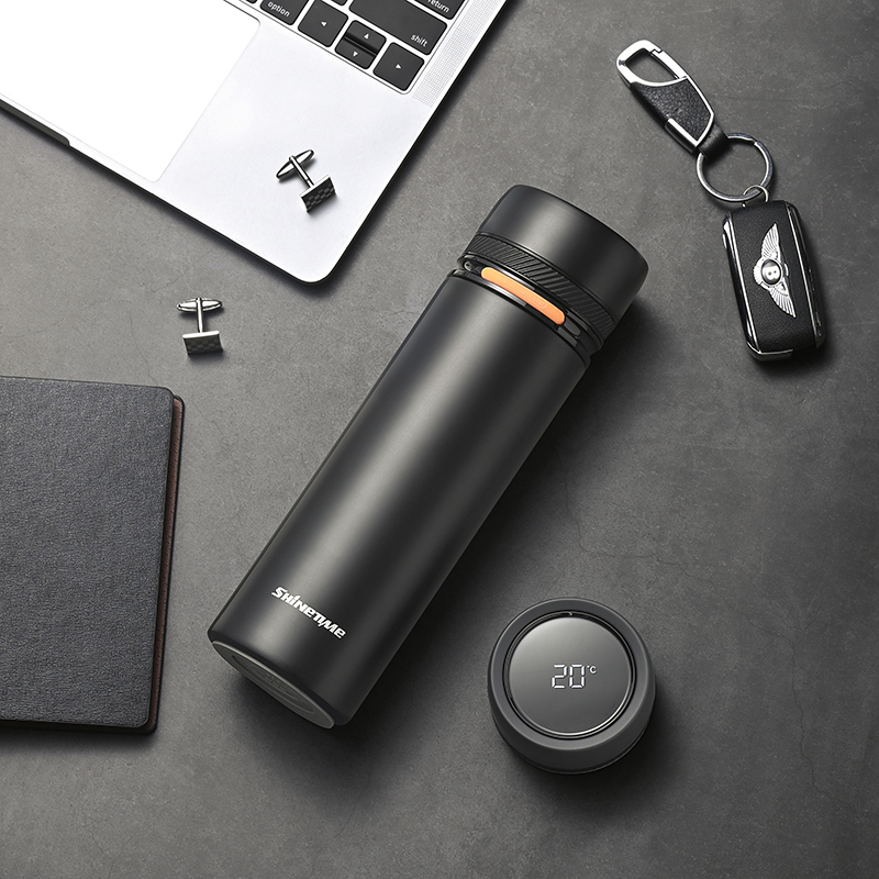 LED Temperature Display Thermal Bottle With Searchable Handle Stainless Steel Smart Water Bottle Vacuum Insulated Flask