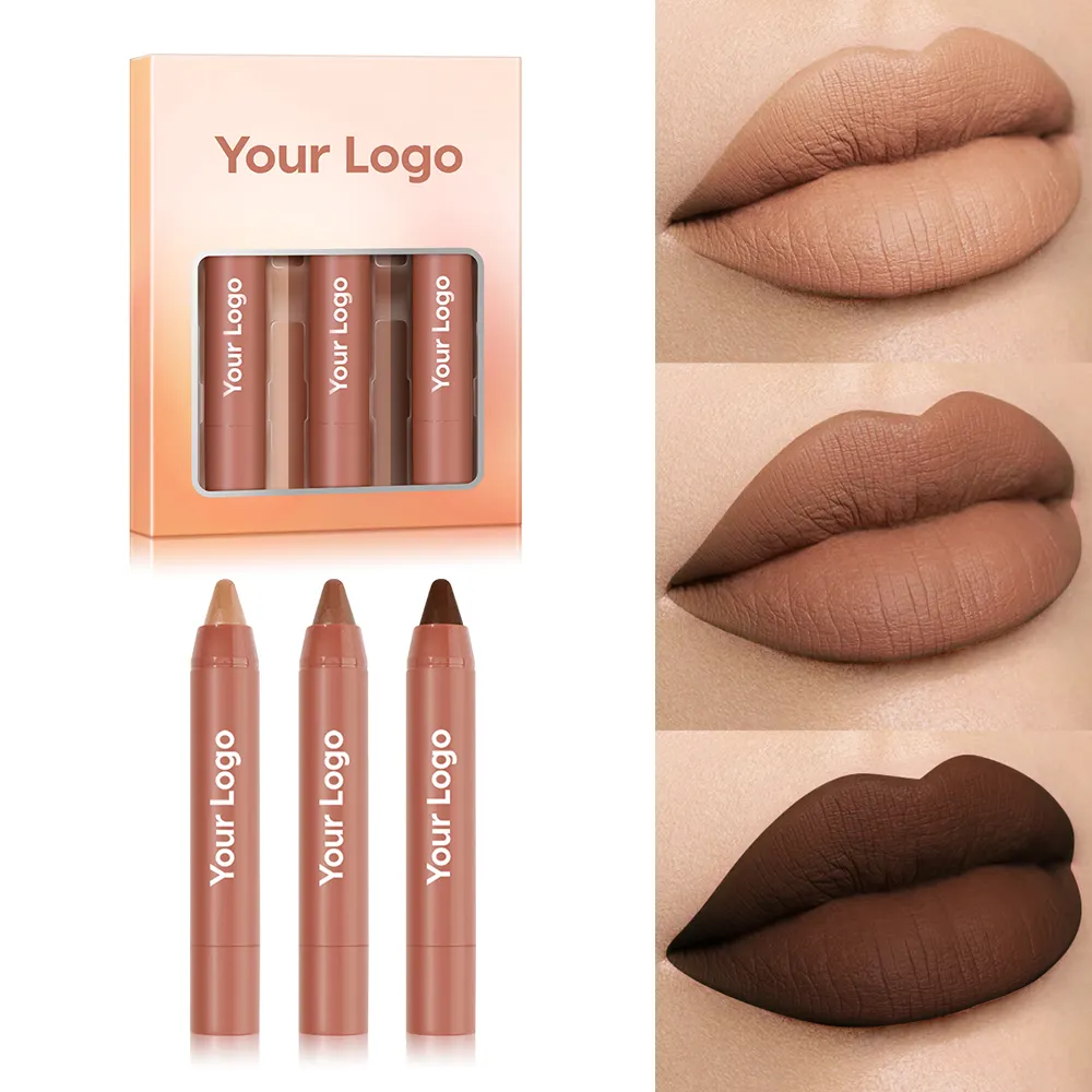Custom Logo Nude Lipstick Set Wholesale Matte Lipstick Pen 24 Hours Long Lasting Velvet Lip Crayon Makeup Gift Set