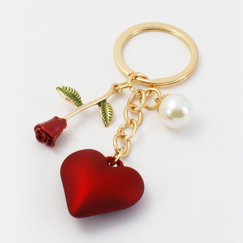 Fashion rose love macaroon pendant key charm alloy rose key ring female bag key charm accessories Romantic Valentine's Day gift