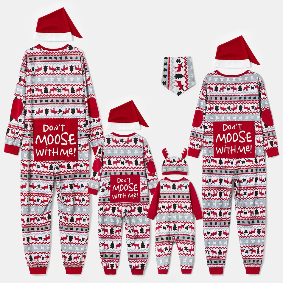 2021 Christmas Moose Family Matching Clothes Pajamas Set New Year Christmas Pajamas Jumpsuit Custom Print Adult Onesie