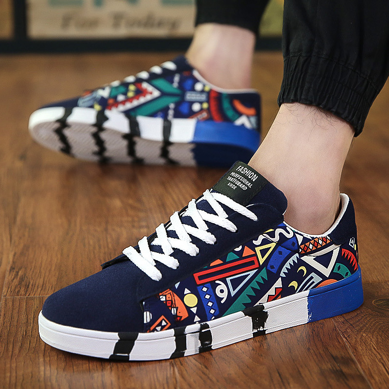 2021 men shoes black color all match men footwear in print pattern shoes man