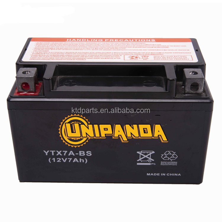 KTD 12V YTX7A-BS Portable Motorcycle Batteries YT7-BS Dry Charged Battery For Wholesale
