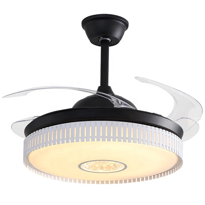 Hanging lamp indoor decoration fancy lights retractable blade for home LED fence fan pendant light modern