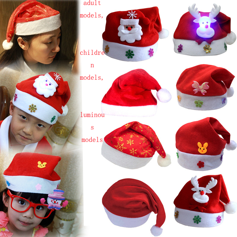 Wholesale 2021 Winter Adult Baby Santa Claus Led Light Merry Christmas Light Hat In Bulk Party