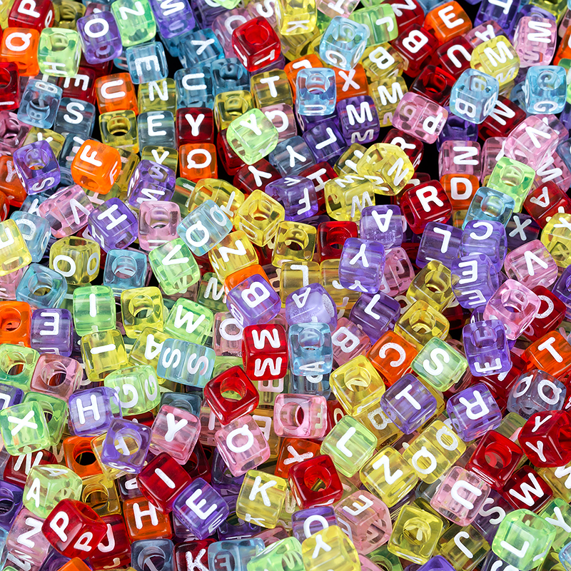 6mm Acrylic Square Cube Alphabet Letter Beads for Bracelet Jewelry Making