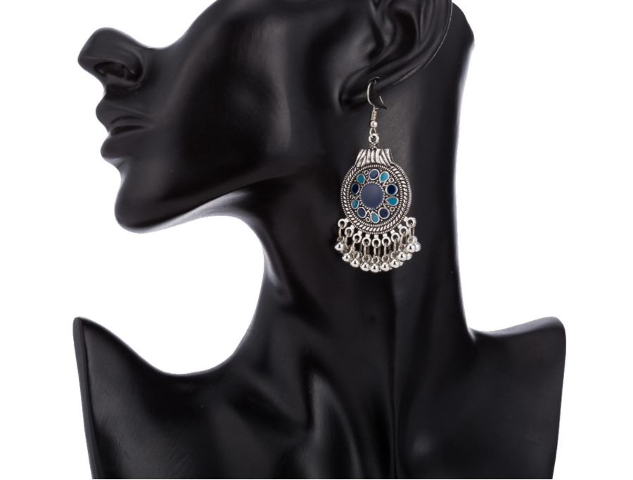 New retro ethnic Bohemia circular water-drop shape alloy ear buckle simple earrings classic metal alloy jewelry for women
