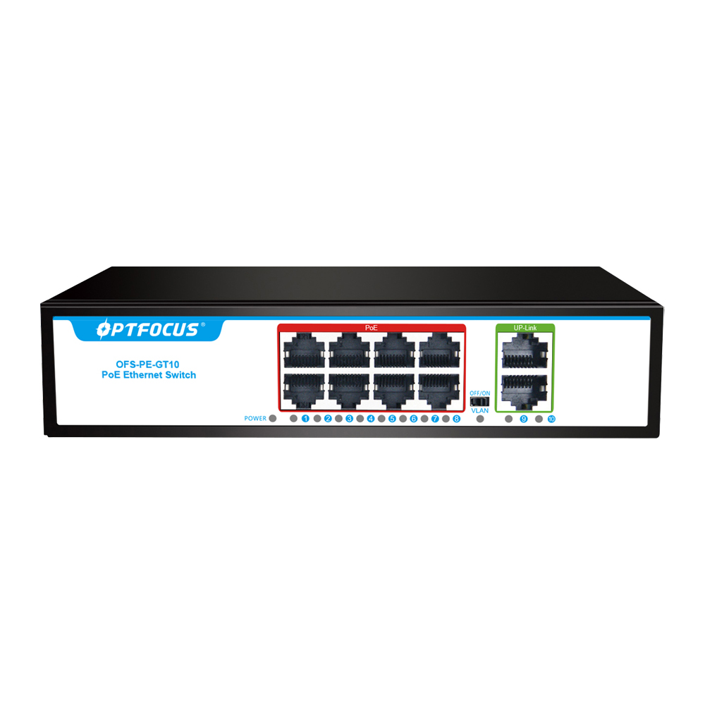 Фабрика OEM/ODM 10 портный POE сетевой коммутатор gigabit Ethernet 8*1000 Мбит POE порта, 2*1000 Мбит Uplink порт