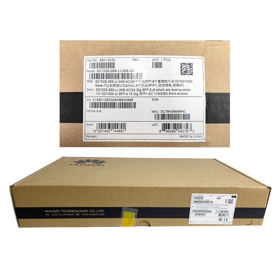 Лучшая цена H uawei S5720 серии 24 портов 10G сетевой коммутатор gigabit 98010629 S5720-28X-LI-24S-AC