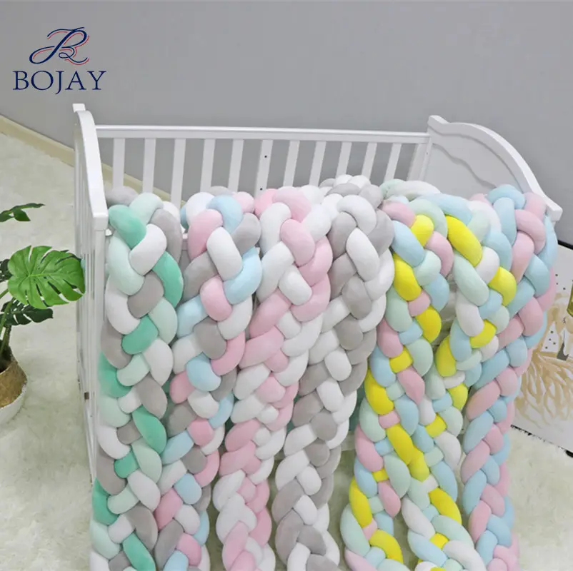 Braided Crib Bumper 4 Braids Knot Cushion Decorative Bolster Pillow Crib Bedding Baby Sheets