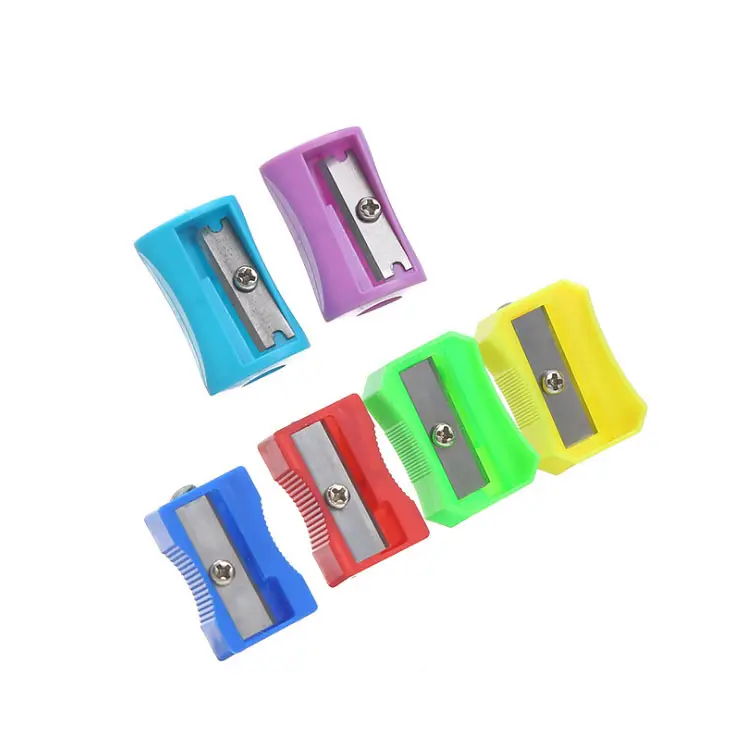 Factory Wholesale Various Styles Multicolor Single Hole Plastic Carpenter Simple Pencil Sharpener