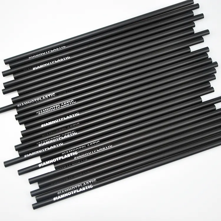 100% biodegradable compostable black I am not plastic printed on PLA drinking straw for bar