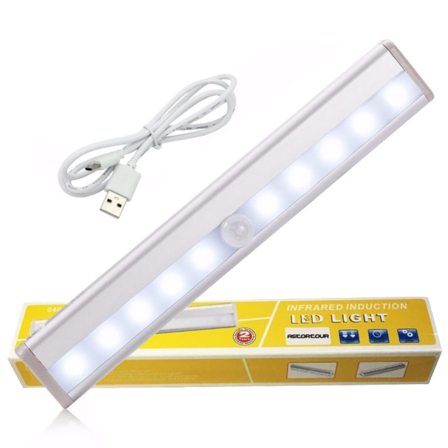 Greatlight 10LED USB перезаряжаемые гардероб стены ПИР небольшой Крытый светодиодный ночник движения сенсор свет