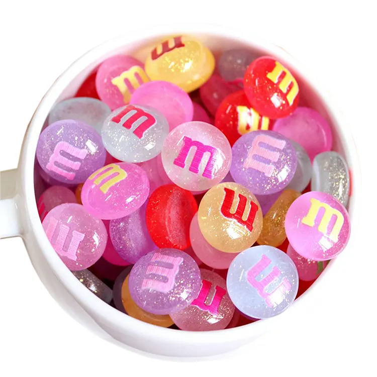 Resin Simulated Candy Resin M Beans Candy Cabochons Solid Color Chocolate Bean DIY Mobile Phone Shell Patch Jewelry Accessories