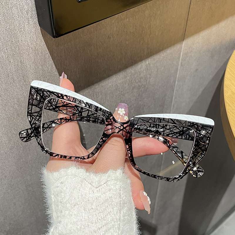 Custom Logo 2024 New Arrival Tr90 Women Eyeglasses Spectacles Frames Cat Eye Photochromic Anti Blue Light Glasses Frame