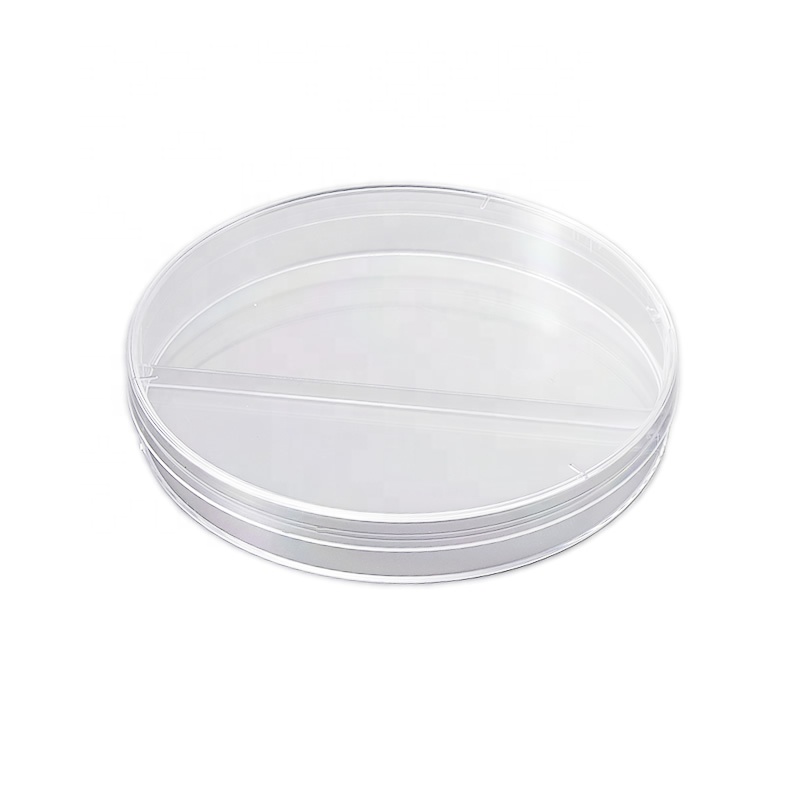 High quality Sterile Transparent 90x15mm Two compart Petri Dish