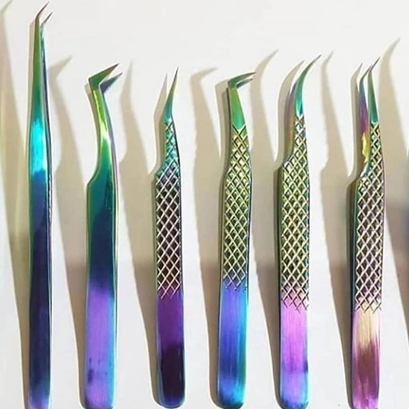 Rose gold pink lash tweezers diamond grip laah las extension laah tweezers set white 90 degree tick brow chef tweezers eyebrow