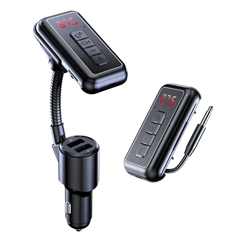 Новое зарядное устройство для автомобиля с двумя портами USB 3,5 мм AUX автомобильный bluetooth-приемник Поддержка TF карта Автомобильный mp3 плеер с Bluetooth fm передатчик