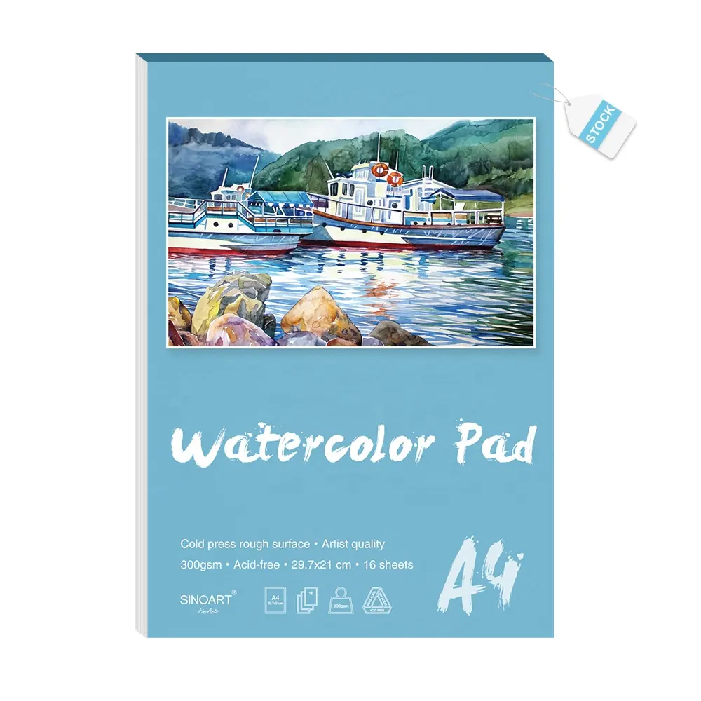 SINOART IN STOCK watercolor pad 300g pad Low MOQ watercolor paper pad a4 for Drawing paper