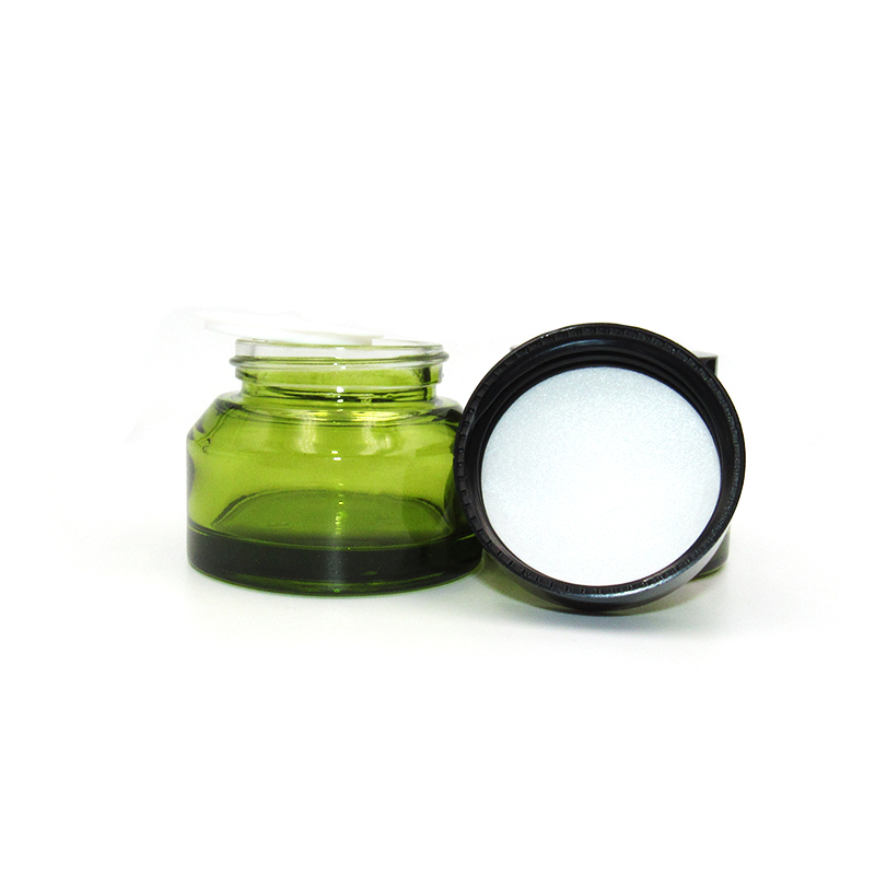 skincare packaging 15g 30g 50g 15ml 30ml 50ml amber green blue coloured sloping shoulder Cosmetic glass jar