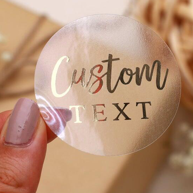 Self Adhesive Customized Printing Clear Gold Foil Stickers Transparent Logo sticker label